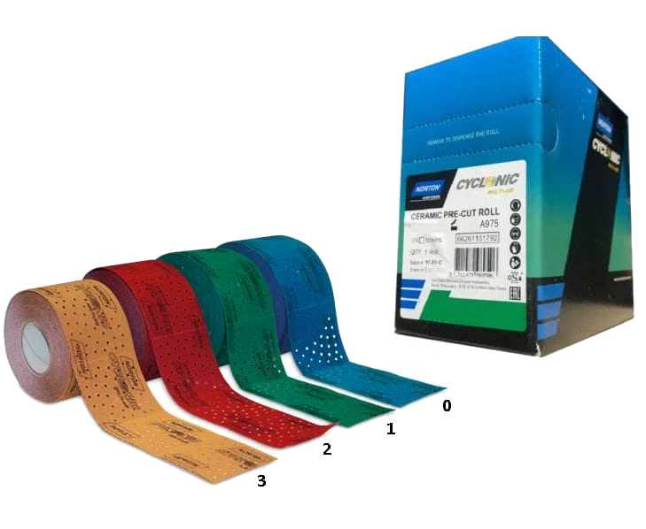 NORTON CYCLONIC шкурка ренде 72мм х 12м P220-240 – червен